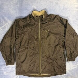 Vintage Nike black windbreaker jacket with fleece lining men size L